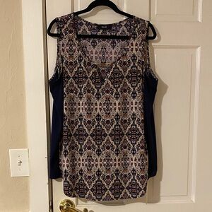 Naïf Women's Sleeveless Geometric Top - Blue and Cream 3X